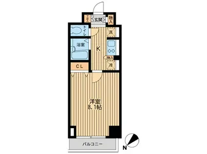 カッシアカワサキレジデンス(1K/8階)の間取り写真