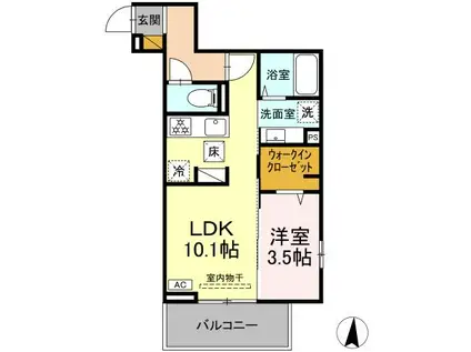 メゾングレイス(1LDK/1階)の間取り写真