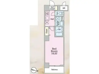 アロー東海神 37番館(1K/3階)の間取り写真