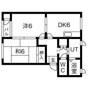 フラワーパーク III棟(2DK/1階)の間取り写真