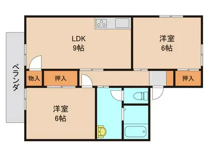 レジデンスセキネ(2LDK/2階)の間取り写真