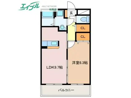 マエストロ斎宮(1LDK/2階)の間取り写真