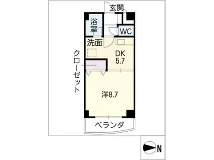 カイラーサ(1DK/5階)の間取り写真