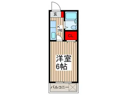 ロイヤルハイツ東所沢(1K/2階)の間取り写真