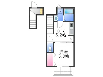 エフ・ビヤン(1DK/2階)の間取り写真