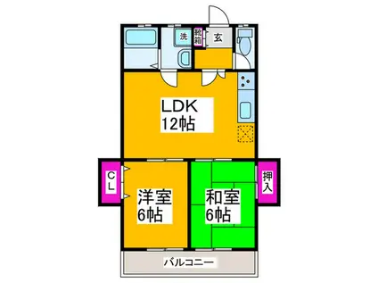 三国ケ丘あすなろ(2LDK/3階)の間取り写真