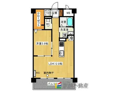 ＪＲ長崎本線 鍋島駅 徒歩27分 7階建 築11年(1LDK/4階)の間取り写真