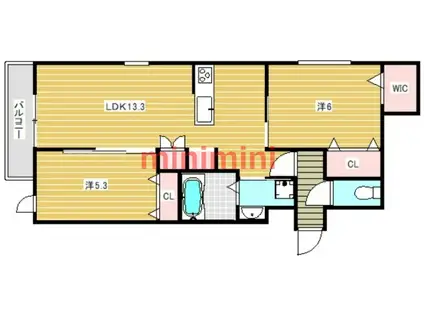 CUR CUR(2LDK/2階)の間取り写真