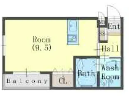 グランデロート久宝寺(ワンルーム/2階)の間取り写真