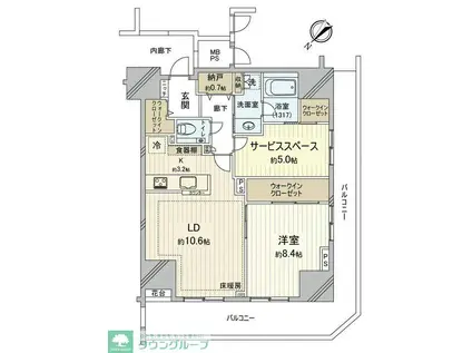 エクセレントシティ本八幡駅前サザンライズ(1SLDK/14階)の間取り写真