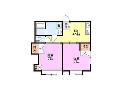 ドミトリーつつじが丘 A(2DK/2階)の間取り写真