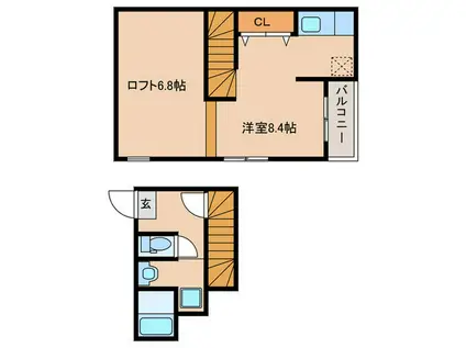 コスモ九大南(1K/2階)の間取り写真