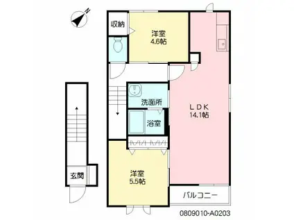 マリー・ブランシェ(2LDK/2階)の間取り写真