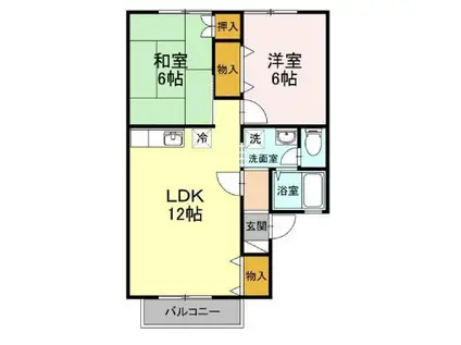 アビタシオンII(2LDK/2階)の間取り写真