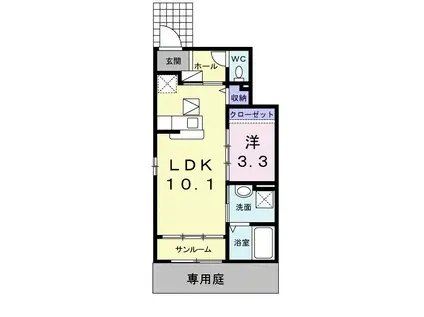 ル・ソレイユ(1LDK/1階)の間取り写真