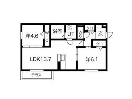 LICORICE B棟 B棟(2LDK/3階)の間取り写真