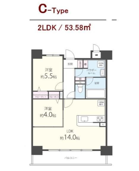 LE VERT高槻4F(2LDK/4階)の間取り写真