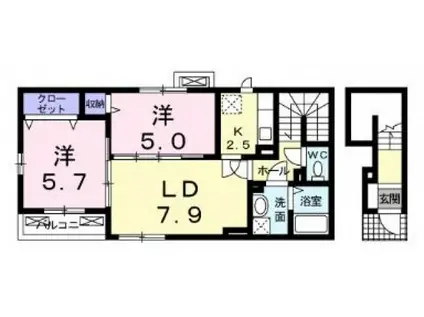 ディオーネ・ジ・エータサウス(2LDK/2階)の間取り写真