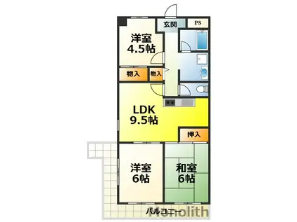 リバティ初芝(3DK/4階)の間取り写真