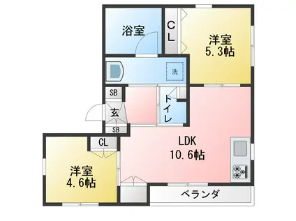 巣鴨4丁目メゾン(2LDK/2階)の間取り写真