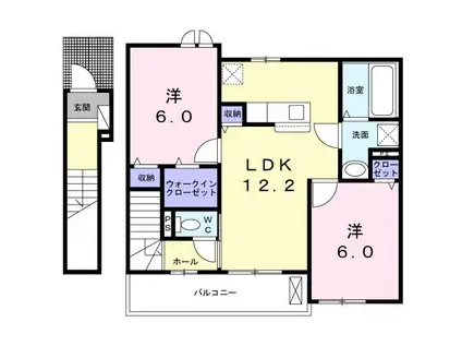 ゼフィランサス(2LDK/2階)の間取り写真