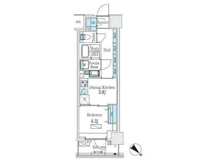 URBAN BREEZE 巣鴨(1DK/7階)の間取り写真