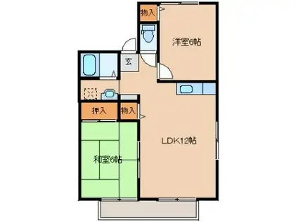 フリーデン安居野 E(2LDK/2階)の間取り写真