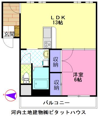 ハーネス戸祭(1LDK/1階)の間取り写真