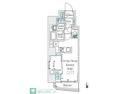 プライムブリス新御徒町(1LDK/3階)の間取り写真