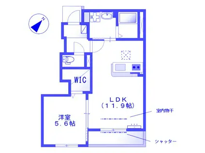 ピアチェーレ(1LDK/1階)の間取り写真