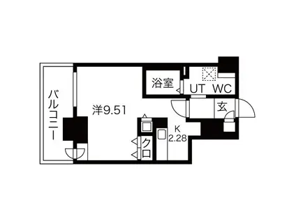 パシフィックタワー札幌(1K/9階)の間取り写真