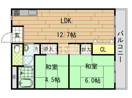 エムハイツ小阪(2LDK/5階)の間取り写真