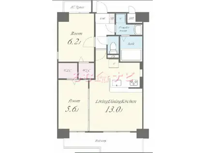 ファーストポイント東比恵ヒガシヒエ(2LDK/2階)の間取り写真