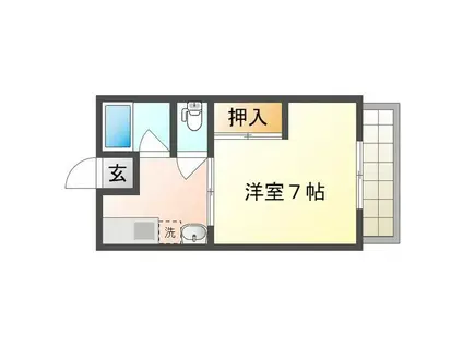 アルソーレ城北参番館(1K/1階)の間取り写真