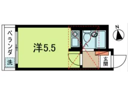 エスポワール梅里(ワンルーム/2階)の間取り写真