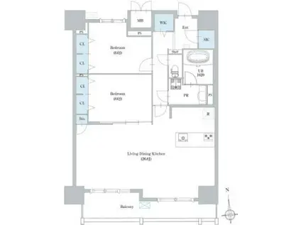 ロイジェント日吉(2LDK/11階)の間取り写真