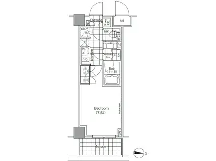 ザ・パークハビオ高円寺(ワンルーム/1階)の間取り写真