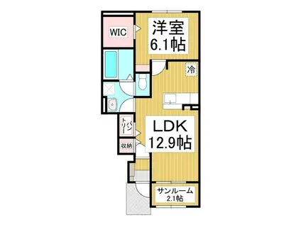 リジェール(1LDK/1階)の間取り写真