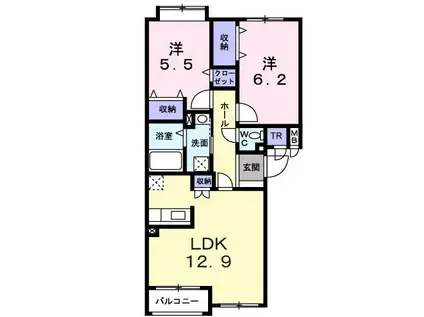 リヴィエールY・S(2LDK/2階)の間取り写真
