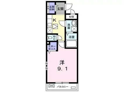 ジュネス・M(1K/1階)の間取り写真