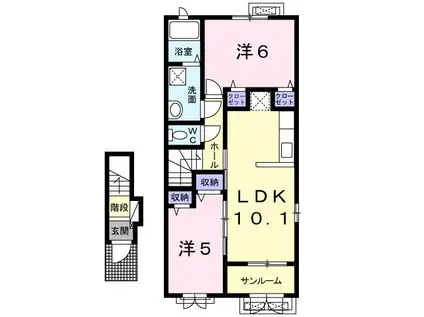 ジュネス アンシャンテ(2LDK/2階)の間取り写真