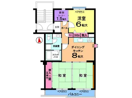 内野南第2団地22号棟(3DK/4階)の間取り写真