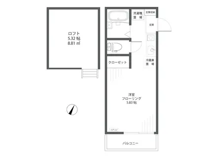 ラ・ヴィール杉田(1K/2階)の間取り写真