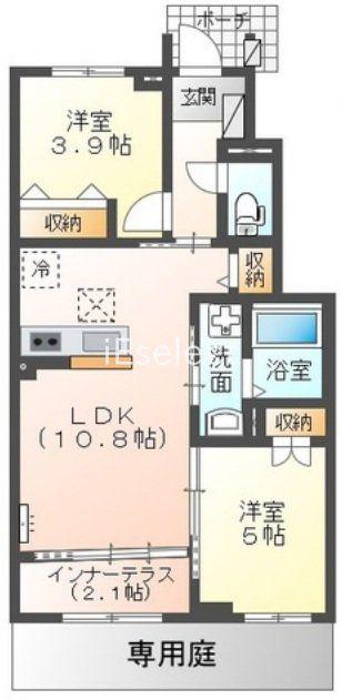ベルスーズ(2LDK/1階)の間取り写真