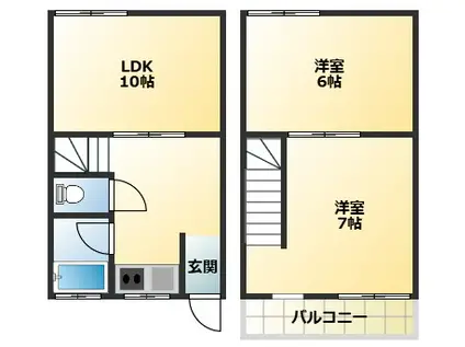加美東アパート(2LDK/1階)の間取り写真