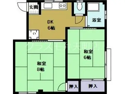 グローバルハイム三先(2DK/2階)の間取り写真