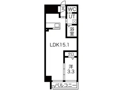アランヴェール覚王山(1LDK/6階)の間取り写真