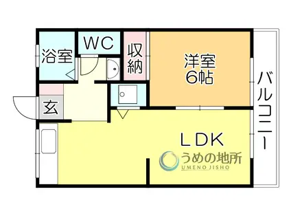 グレースコーポ湯の坂(1LDK/3階)の間取り写真