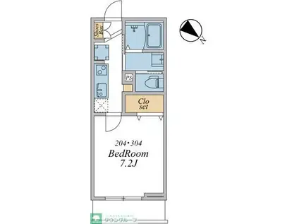 ウィンドテラス八千代台北II(1K/3階)の間取り写真