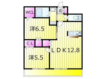 レジデンス泉町(2LDK/4階)の間取り写真